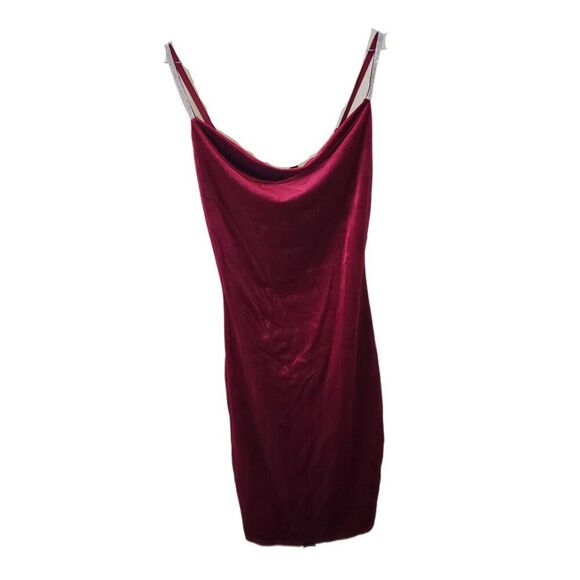 January 7 Red Velvet Slip Dress with Rhinestone Straps - Picture 1 of 3